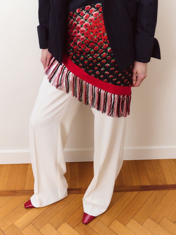 Fringed printed scarf