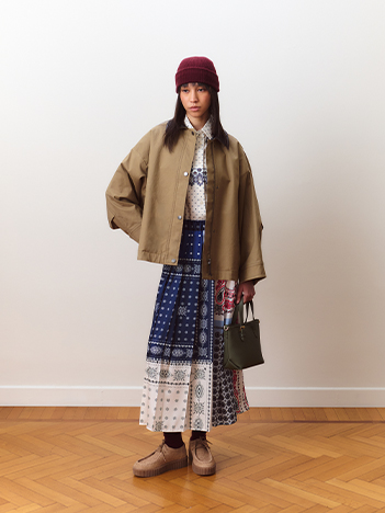 Printed twill skirt