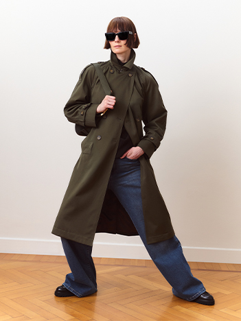 Belted double-breasted trench coat